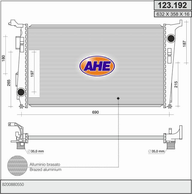 AHE Radiatore, Raffreddamento motore 123.192