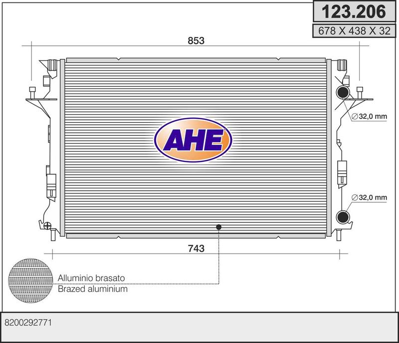 AHE Radiatore, Raffreddamento motore 123.206