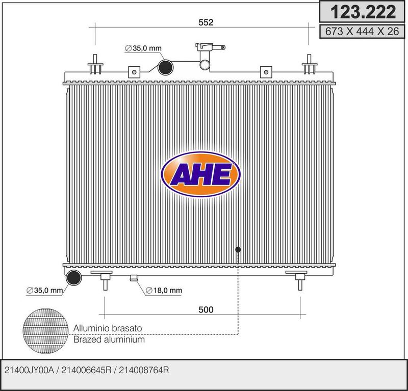 AHE Radiatore, Raffreddamento motore 123.222