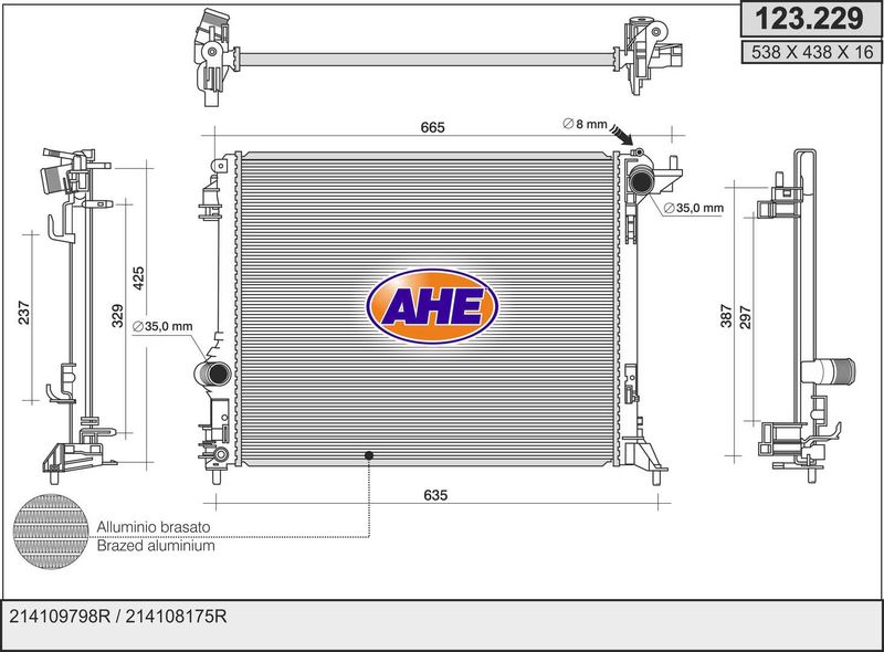 AHE Radiatore, Raffreddamento motore 123.229