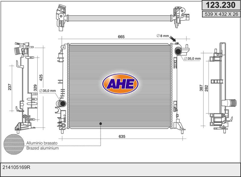 AHE Radiatore, Raffreddamento motore 123.230