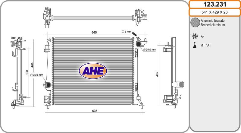 AHE Radiatore, Raffreddamento motore 123.231