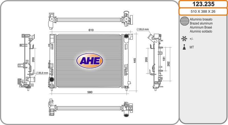 AHE Radiatore, Raffreddamento motore 123.235