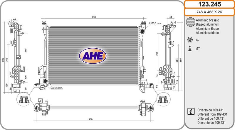 AHE Radiatore, Raffreddamento motore 123.245