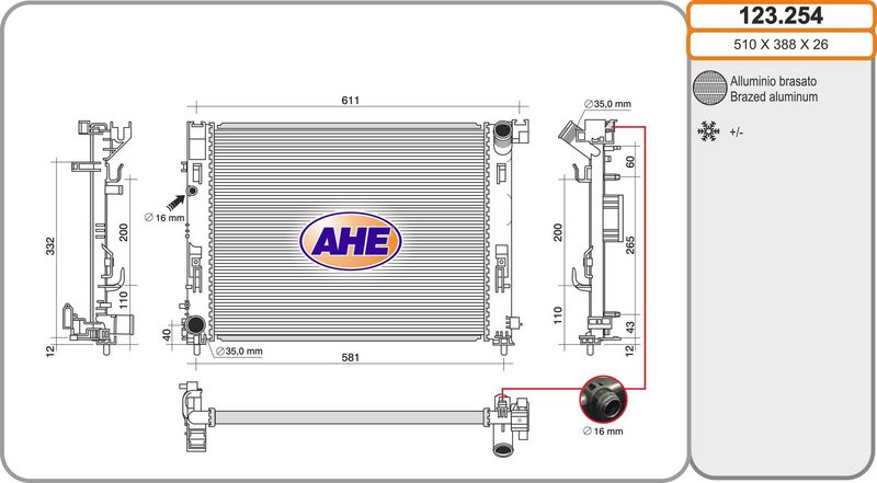 AHE Radiatore, Raffreddamento motore 123.254