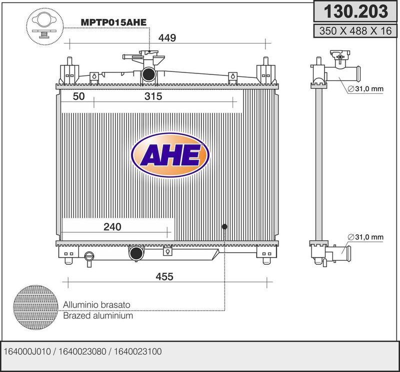 AHE Radiatore, Raffreddamento motore 130.203