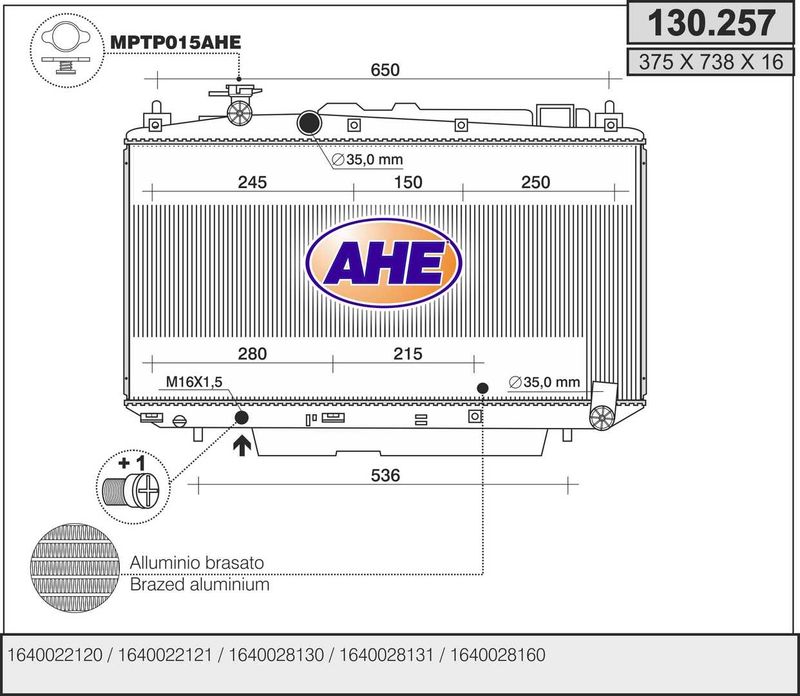 AHE Radiatore, Raffreddamento motore 130.257