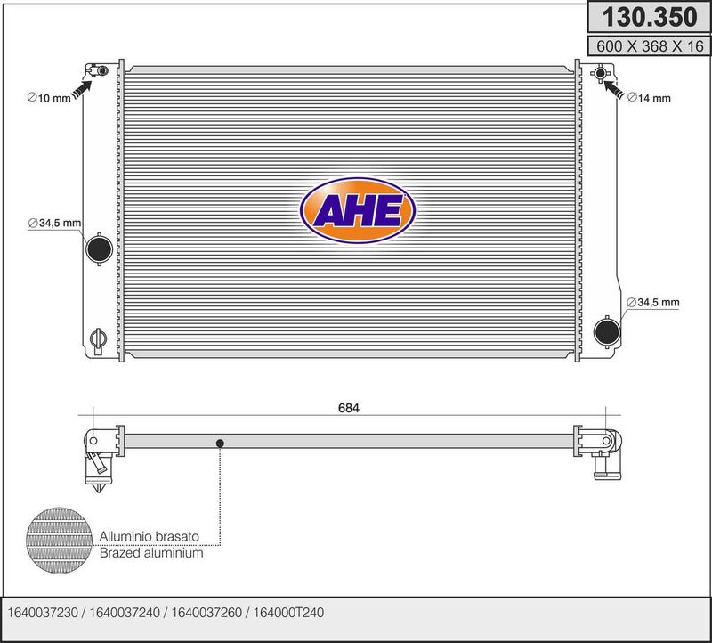 AHE Radiatore, Raffreddamento motore 130.350