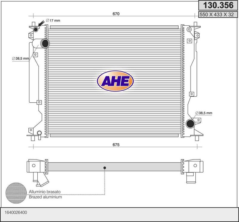 AHE Radiatore, Raffreddamento motore 130.356