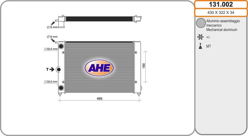 AHE Radiatore, Raffreddamento motore 131.002