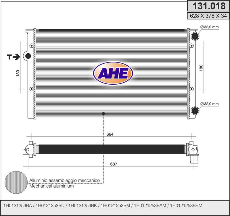 AHE Radiatore, Raffreddamento motore 131.018