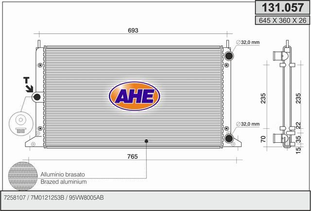 AHE Radiatore, Raffreddamento motore 131.057