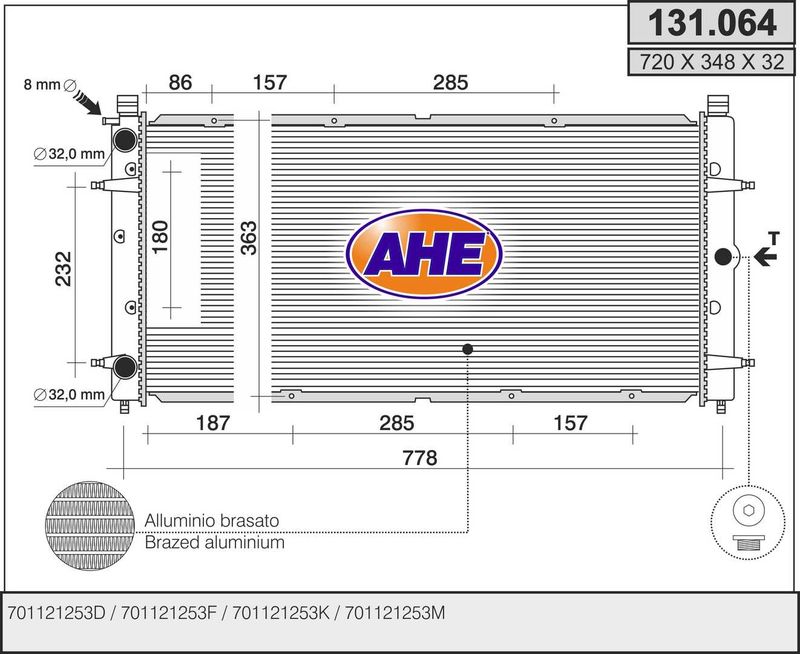 AHE Radiatore, Raffreddamento motore 131.064