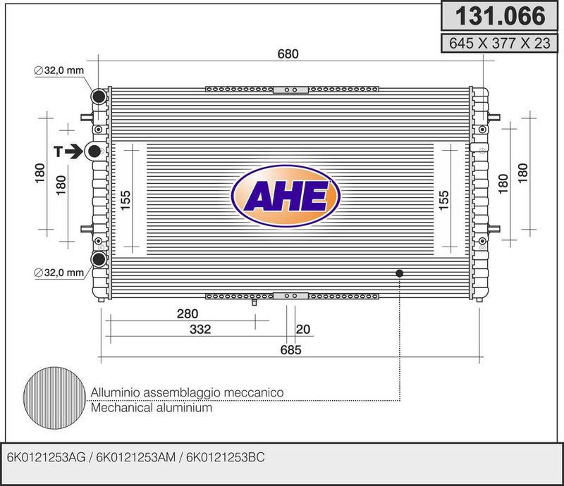 AHE Radiatore, Raffreddamento motore 131.066
