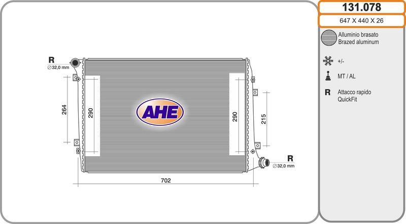 AHE Radiatore, Raffreddamento motore 131.078