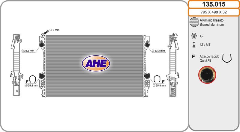 AHE Radiatore, Raffreddamento motore 135.015