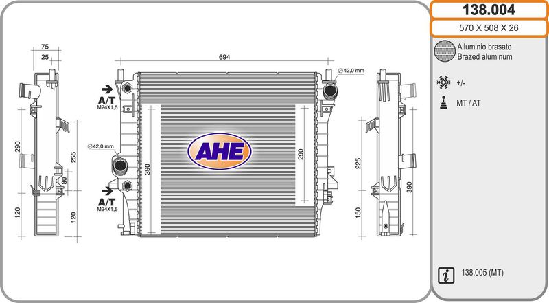 AHE Radiatore, Raffreddamento motore 138.004