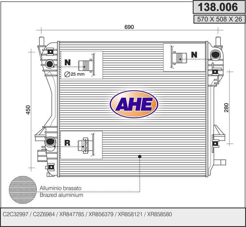 AHE Radiatore, Raffreddamento motore 138.006