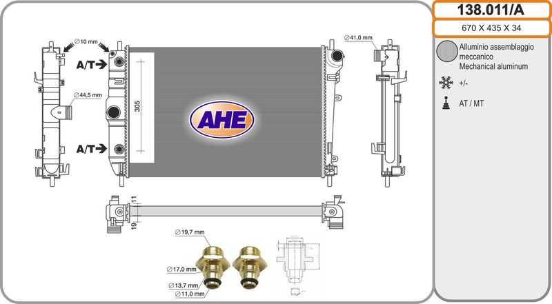 AHE Radiatore, Raffreddamento motore 138.011/A
