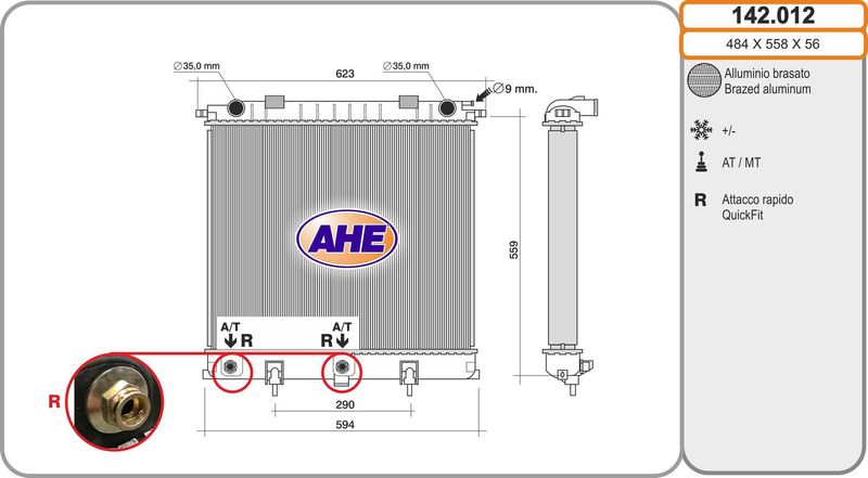 AHE Radiatore, Raffreddamento motore 142.012
