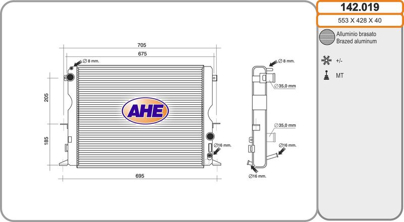 AHE Radiatore, Raffreddamento motore 142.019