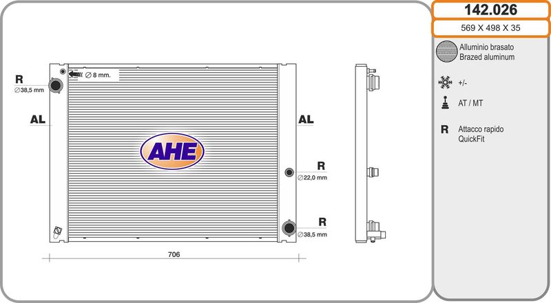 AHE Radiatore, Raffreddamento motore 142.026
