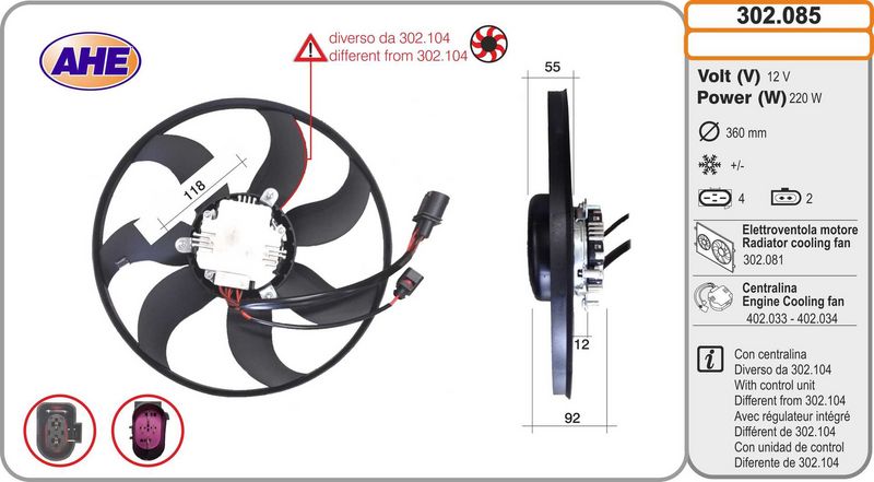 AHE Ventola, Raffreddamento motore 302.085