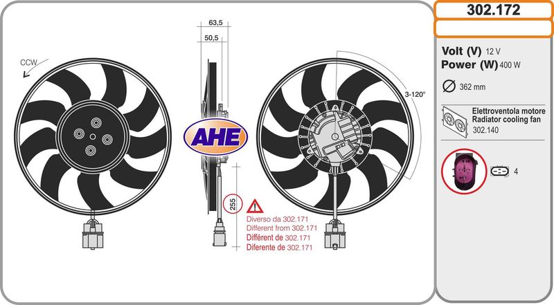 AHE Ventola, Raffreddamento motore 302.172