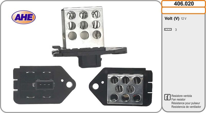 AHE Resistenza anteriore, elettromotore (ventola radiatore) 406.020