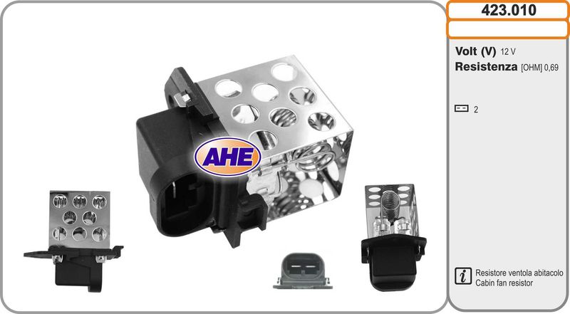 AHE Resistenza anteriore, elettromotore (ventola radiatore) 423.010