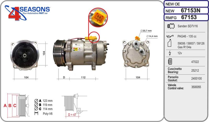 AHE Compressore, Climatizzatore 67153