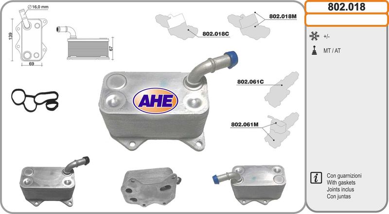 AHE Radiatore olio, Olio motore 802.018