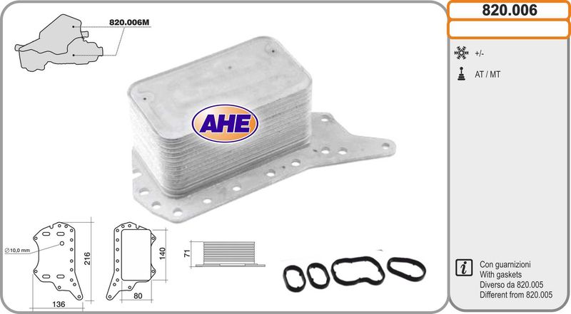 AHE Radiatore olio, Olio motore 820.006