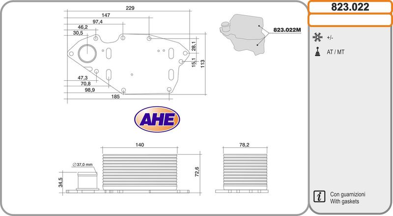 AHE Radiatore olio, Olio motore 823.022