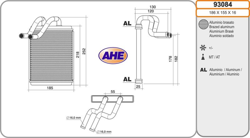 AHE Scambiatore calore, Riscaldamento abitacolo 93084