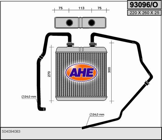 AHE Scambiatore calore, Riscaldamento abitacolo 93096/O