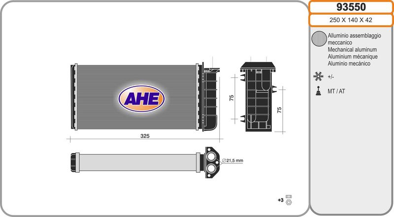AHE Scambiatore calore, Riscaldamento abitacolo 93550