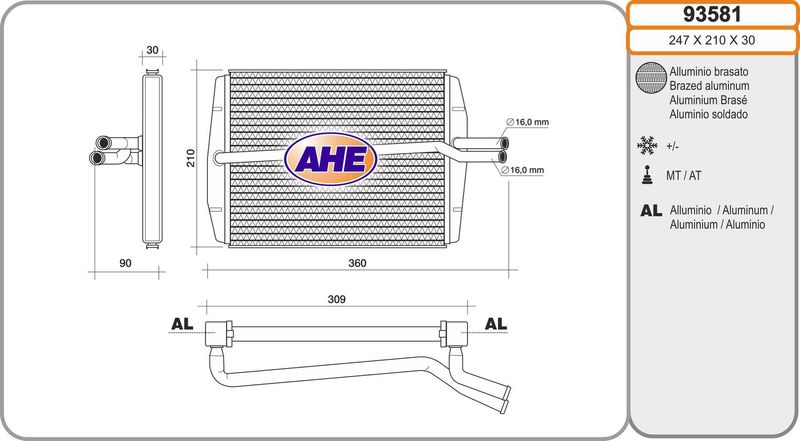 AHE Scambiatore calore, Riscaldamento abitacolo 93581