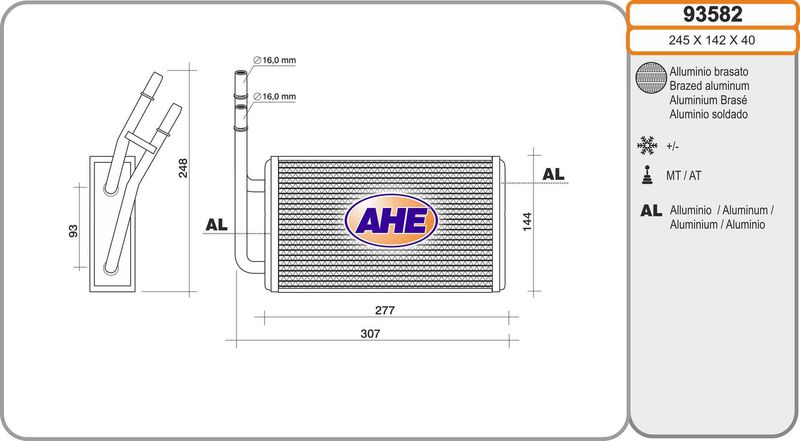 AHE Scambiatore calore, Riscaldamento abitacolo 93582