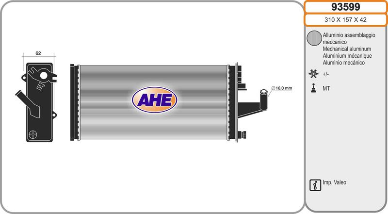 AHE Scambiatore calore, Riscaldamento abitacolo 93599