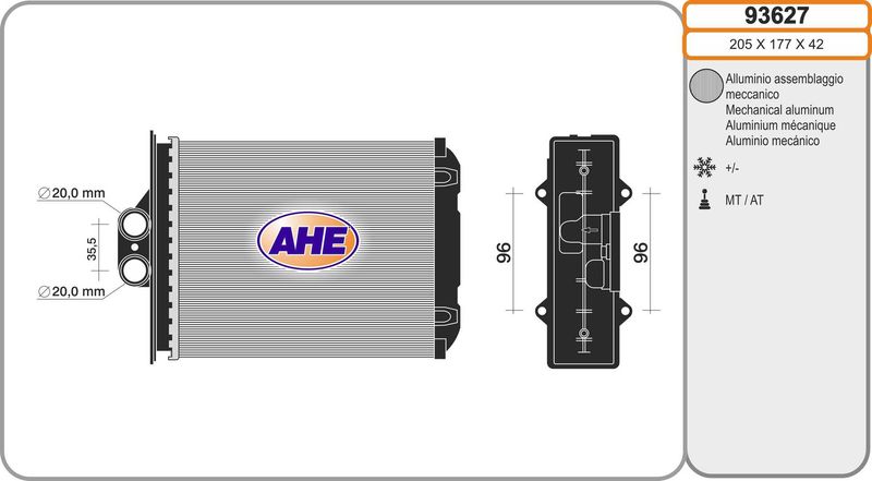 AHE Scambiatore calore, Riscaldamento abitacolo 93627