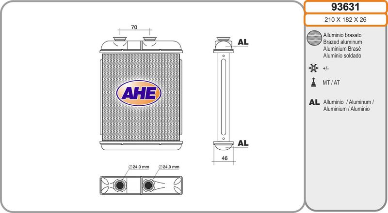 AHE Scambiatore calore, Riscaldamento abitacolo 93631
