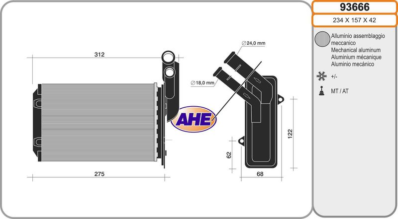 AHE Scambiatore calore, Riscaldamento abitacolo 93666