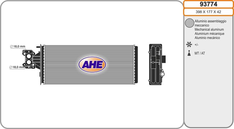 AHE Scambiatore calore, Riscaldamento abitacolo 93774