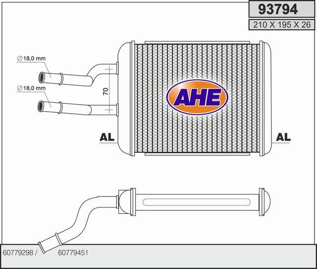 AHE Scambiatore calore, Riscaldamento abitacolo 93794
