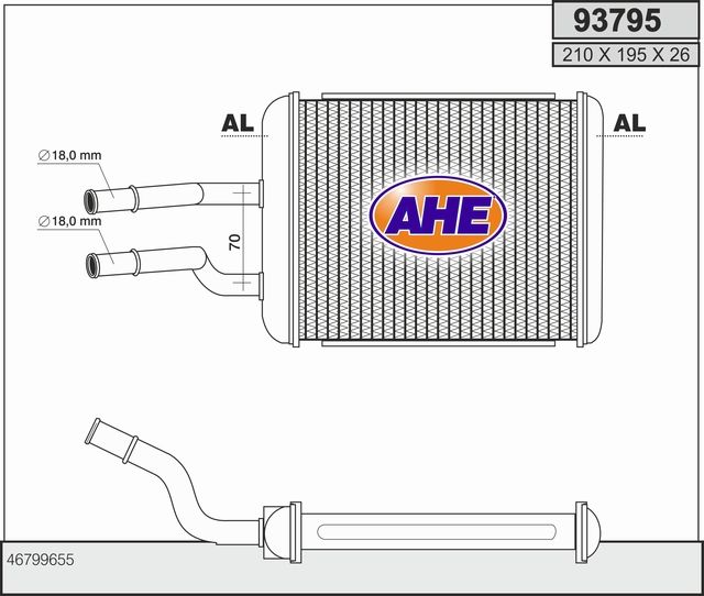 AHE Scambiatore calore, Riscaldamento abitacolo 93795