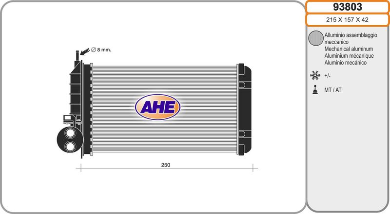 AHE Scambiatore calore, Riscaldamento abitacolo 93803