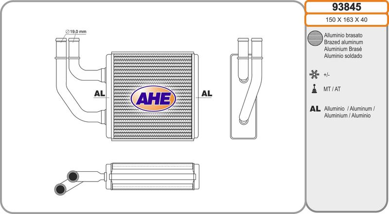 AHE Scambiatore calore, Riscaldamento abitacolo 93845