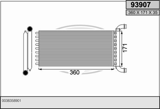AHE Scambiatore calore, Riscaldamento abitacolo 93907