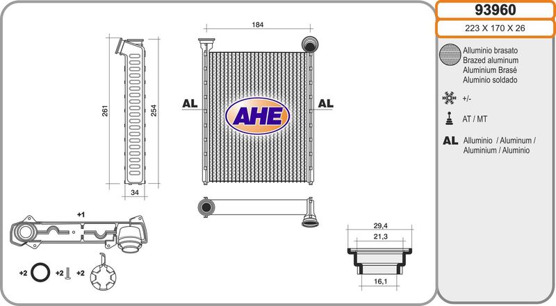 AHE Scambiatore calore, Riscaldamento abitacolo 93960